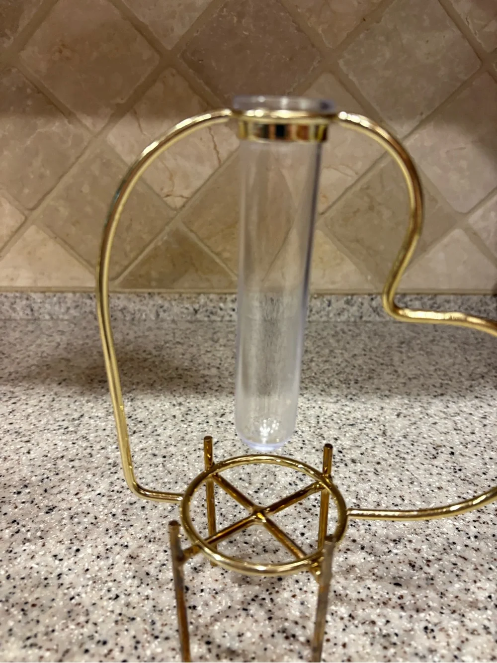 Target Bullseye Gold Tone Heart Shaped Plant Propagation Tube Vase Holder 5 pc